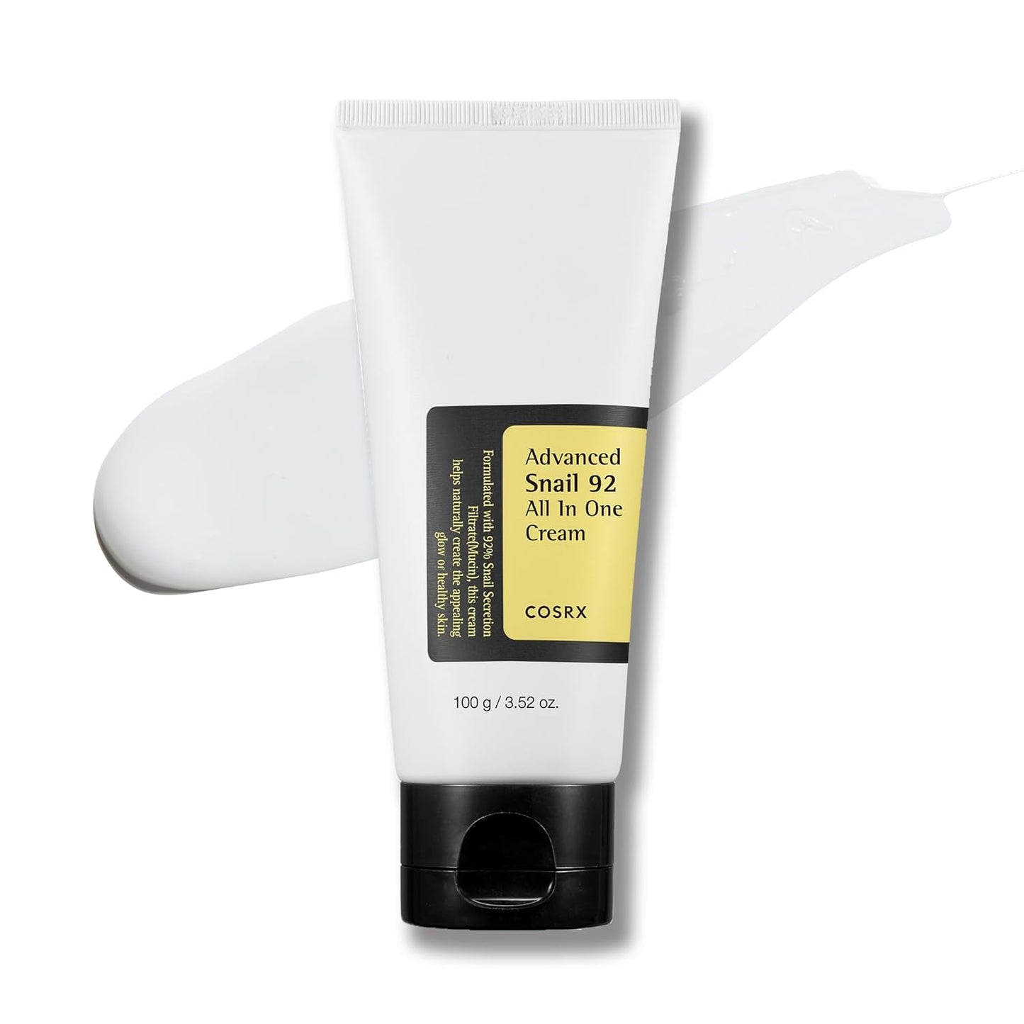 Snail Mucin 92% Moisturizer, Daily Repair Face Gel Cream Tube Type for Dry, Sensitive Skin, Not Tested on Animals, No Parabens, No Sulfates, No Phthalates, Korean Skincare (3.52Fl Oz / 100G)