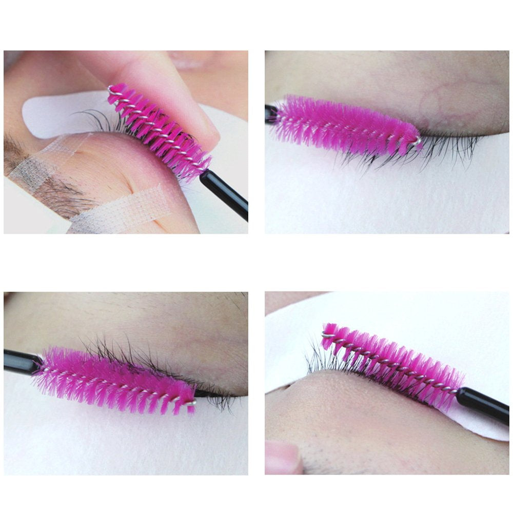 100PCS Disposable Eyelash Brushes, Rose Mascara Wands Applicator Makeup Kits, Eyelash Spoolies Brushes for Eyelash Extensions and Eyebrows