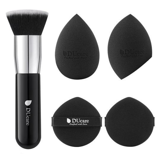 Makeup Sponges with Foundation Brush Makeup Puff Blending Foundation Sponge for Liquid BB Cream Mineral Powder Buffing Stippling