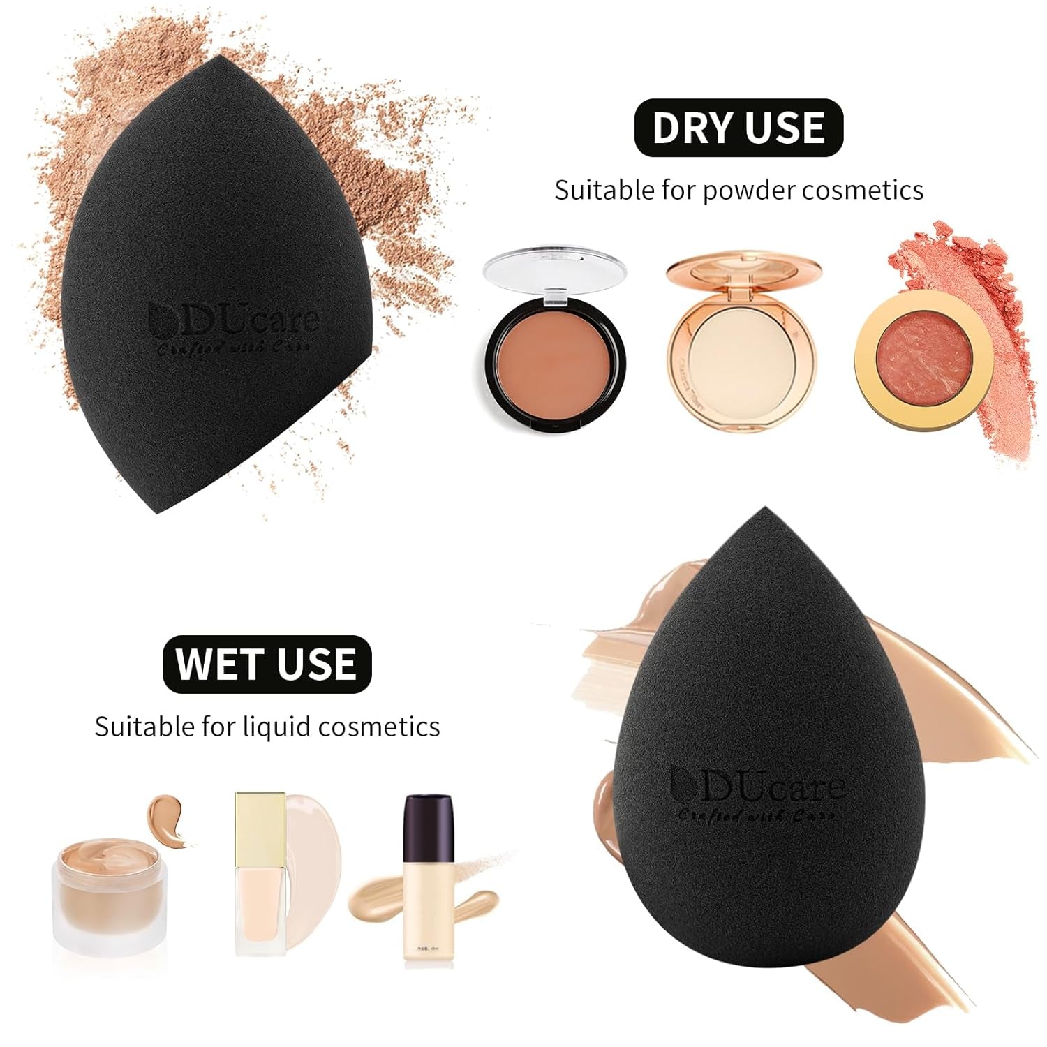 Makeup Sponges with Foundation Brush Makeup Puff Blending Foundation Sponge for Liquid BB Cream Mineral Powder Buffing Stippling