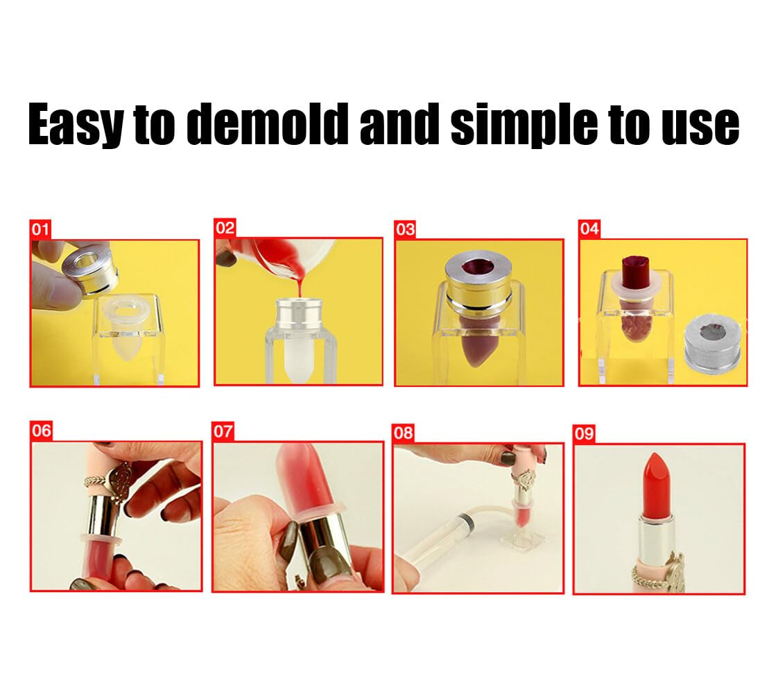 3PCS DIY Lipstick Maker Mold Silicone Filling Tube DIY Homemade Balm Makeup Cosmetic Tool Kit Single Hole Set Empty Lipstick Tube DIY, Clear