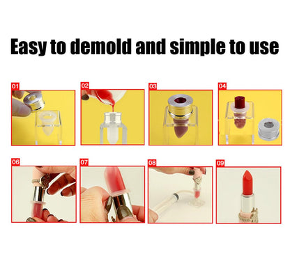 3PCS DIY Lipstick Maker Mold Silicone Filling Tube DIY Homemade Balm Makeup Cosmetic Tool Kit Single Hole Set Empty Lipstick Tube DIY, Clear