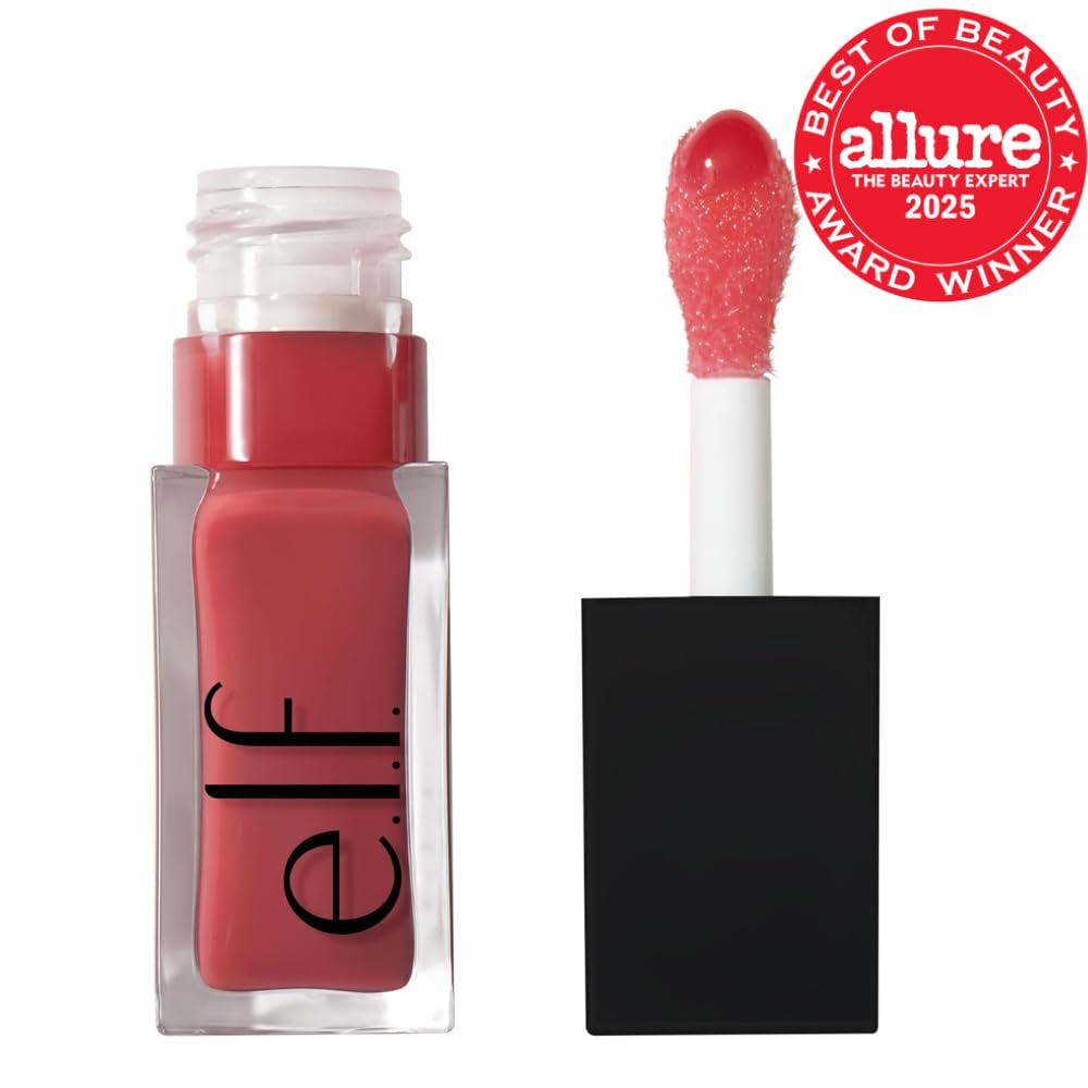 Glow Reviver Lip Oil, Nourishing Tinted Lip Oil for a High-Shine Finish, Infused with Jojoba Oil, Vegan & Cruelty-Free, Rose Envy