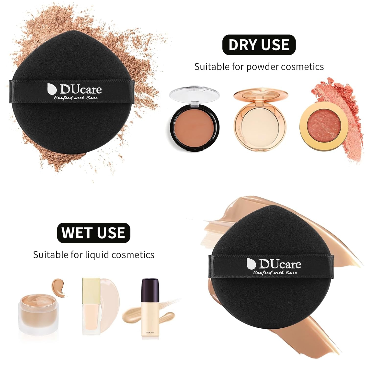 Makeup Sponges with Foundation Brush Makeup Puff Blending Foundation Sponge for Liquid BB Cream Mineral Powder Buffing Stippling