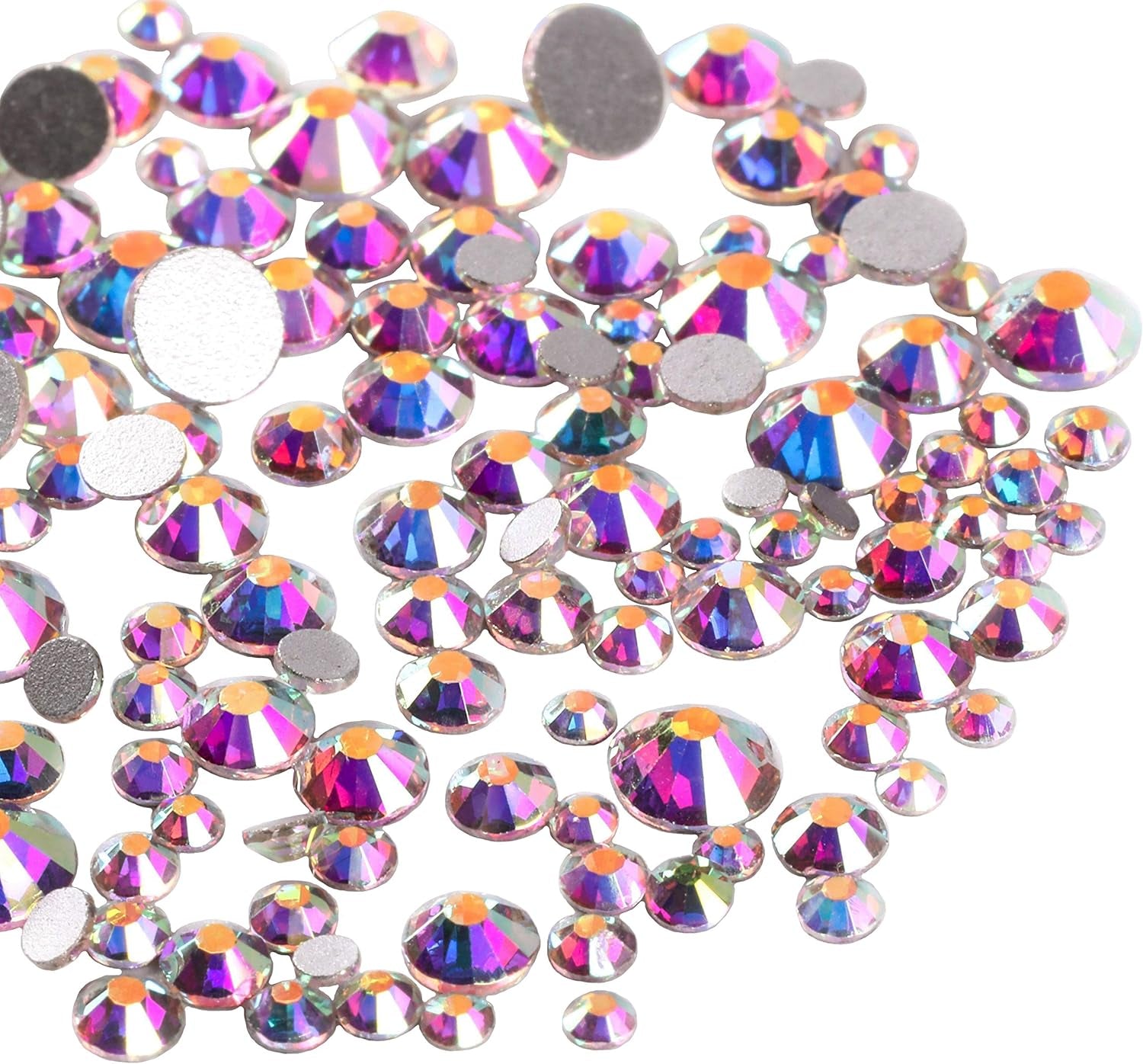 Rhinestones for Bedazzling - 3456Pcs Glass Flatback Rhinestones for Nails Art & Crafting, Bulk Crystal AB Gems in 6 Sizes (SS4-SS12), Non-Hotfix Diamantes for Clothing, Shoes, Tumblers DIY