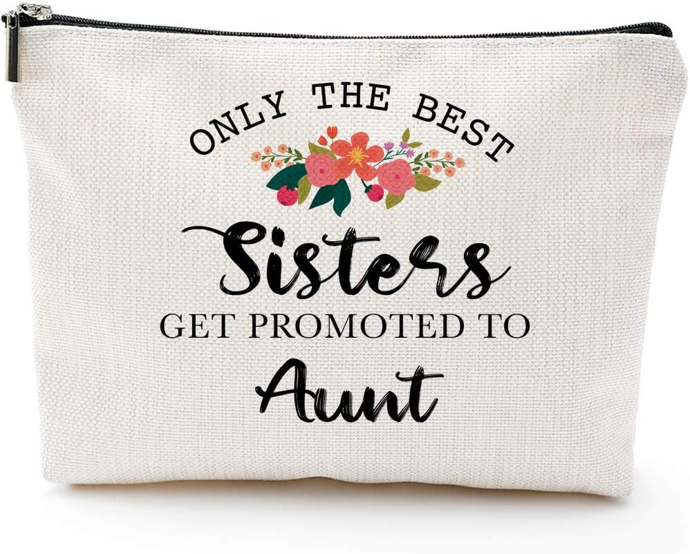 Aunt Gifts for Mothers Day-Only the Best Sisters Get Promoted to Aunt-Funny Aunt Gifts, Auntie Gifts from Niece, Nephew, Best Aunt Makeup Bag, Make up Pouch, Unicorn, Funny Prize for Aunt 1