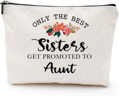 Aunt Gifts for Mothers Day-Only the Best Sisters Get Promoted to Aunt-Funny Aunt Gifts, Auntie Gifts from Niece, Nephew, Best Aunt Makeup Bag, Make up Pouch, Unicorn, Funny Prize for Aunt 1