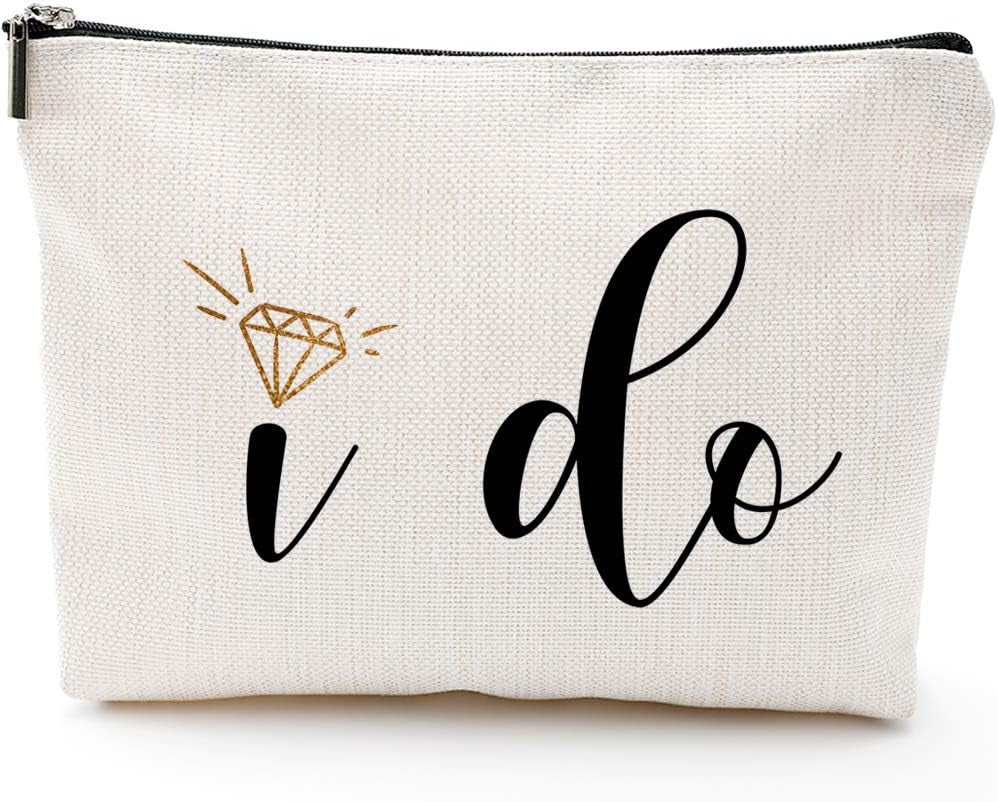 Engagement Gifts for Her,Bridal Shower Gifts-I Do-Bride Gifts,Makeup Bag Make up Pouch Bride to Be Gift Wedding Vows(Makeup Bag-I Do)