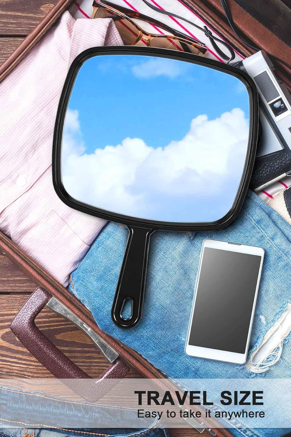 Hand Mirror, Extra Large Barber Hairdressing Handheld Mirror with Handle for Salon, Pack of 3