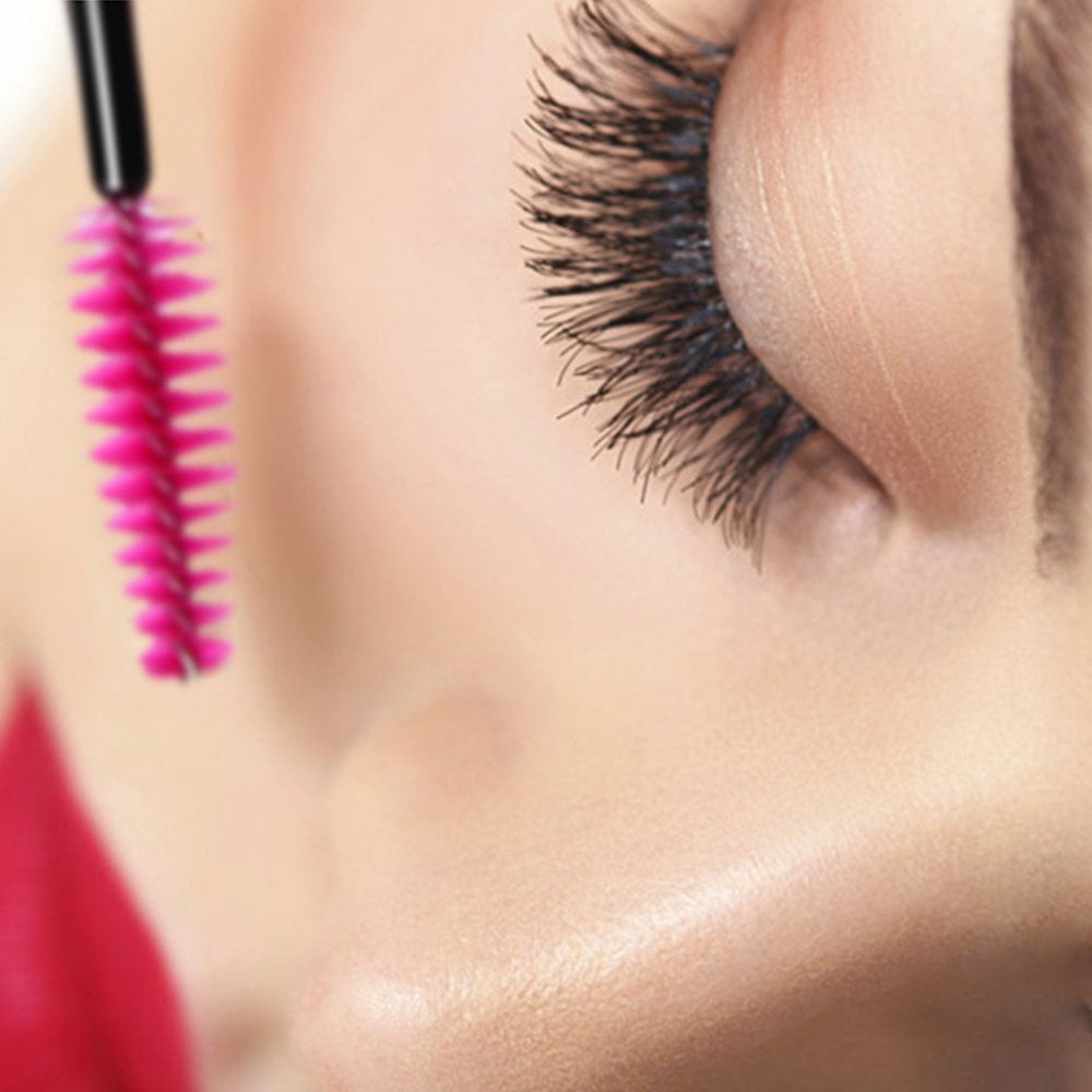 100PCS Disposable Eyelash Brushes, Rose Mascara Wands Applicator Makeup Kits, Eyelash Spoolies Brushes for Eyelash Extensions and Eyebrows