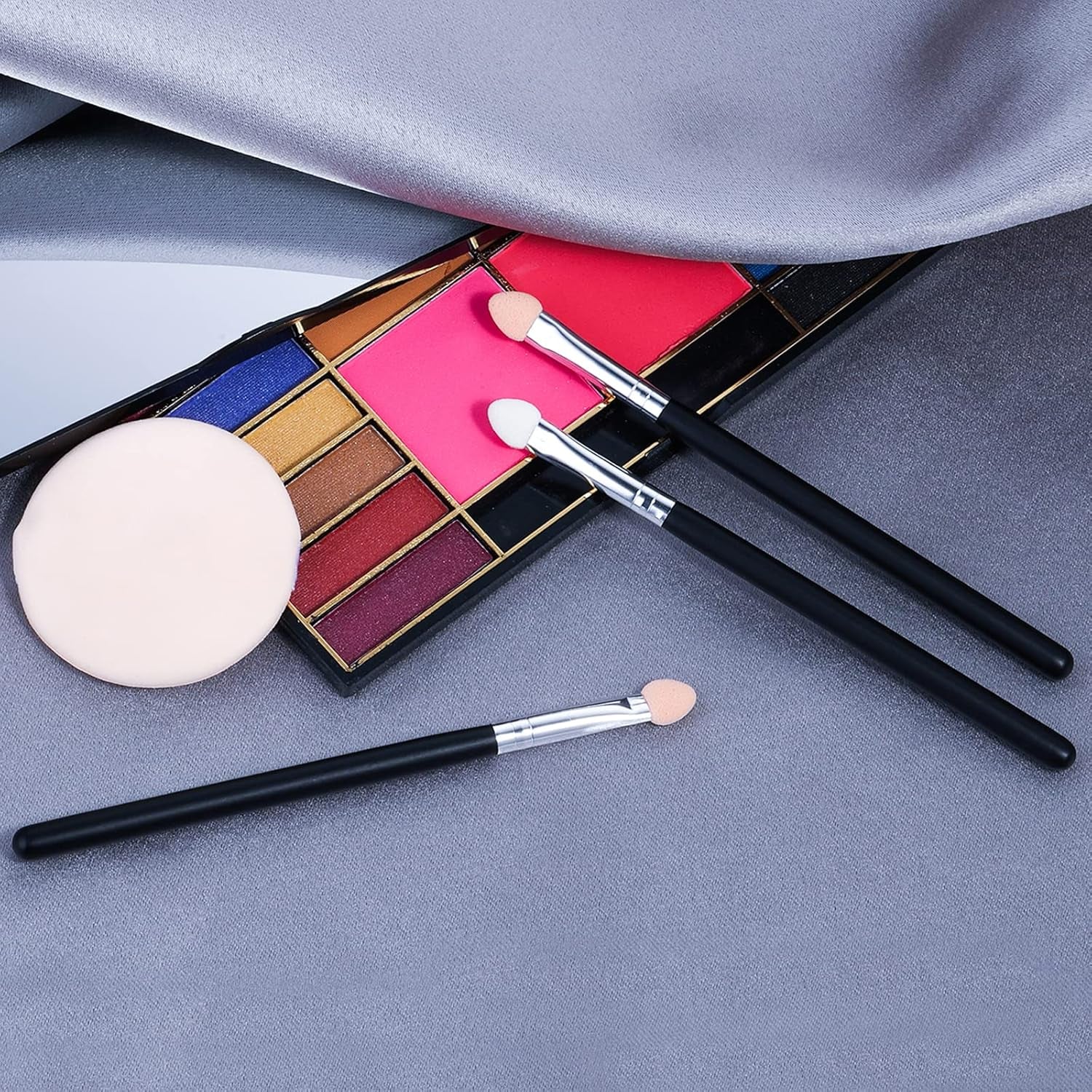 Eyeshadow Applicators Stick Sets Makeup Brushes for Women Sponge Double Sided Washable Reusable Professional Eye Shadow Makeup Applicator Tool for Girls (5Pcs, Black)