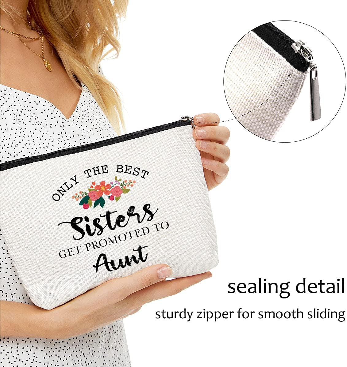 Aunt Gifts for Mothers Day-Only the Best Sisters Get Promoted to Aunt-Funny Aunt Gifts, Auntie Gifts from Niece, Nephew, Best Aunt Makeup Bag, Make up Pouch, Unicorn, Funny Prize for Aunt 1