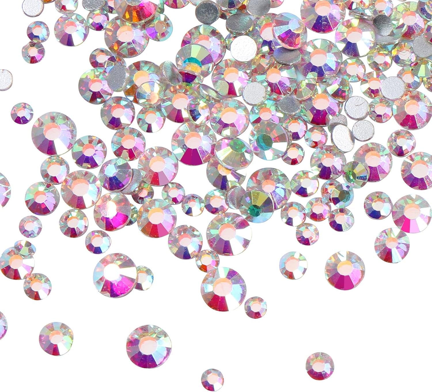 Rhinestones for Bedazzling - 3456Pcs Glass Flatback Rhinestones for Nails Art & Crafting, Bulk Crystal AB Gems in 6 Sizes (SS4-SS12), Non-Hotfix Diamantes for Clothing, Shoes, Tumblers DIY
