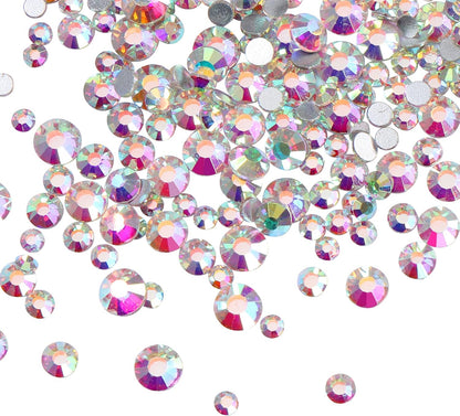 Rhinestones for Bedazzling - 3456Pcs Glass Flatback Rhinestones for Nails Art & Crafting, Bulk Crystal AB Gems in 6 Sizes (SS4-SS12), Non-Hotfix Diamantes for Clothing, Shoes, Tumblers DIY