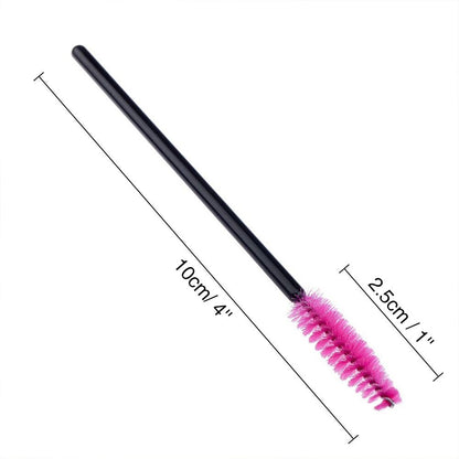 100PCS Disposable Eyelash Brushes, Rose Mascara Wands Applicator Makeup Kits, Eyelash Spoolies Brushes for Eyelash Extensions and Eyebrows
